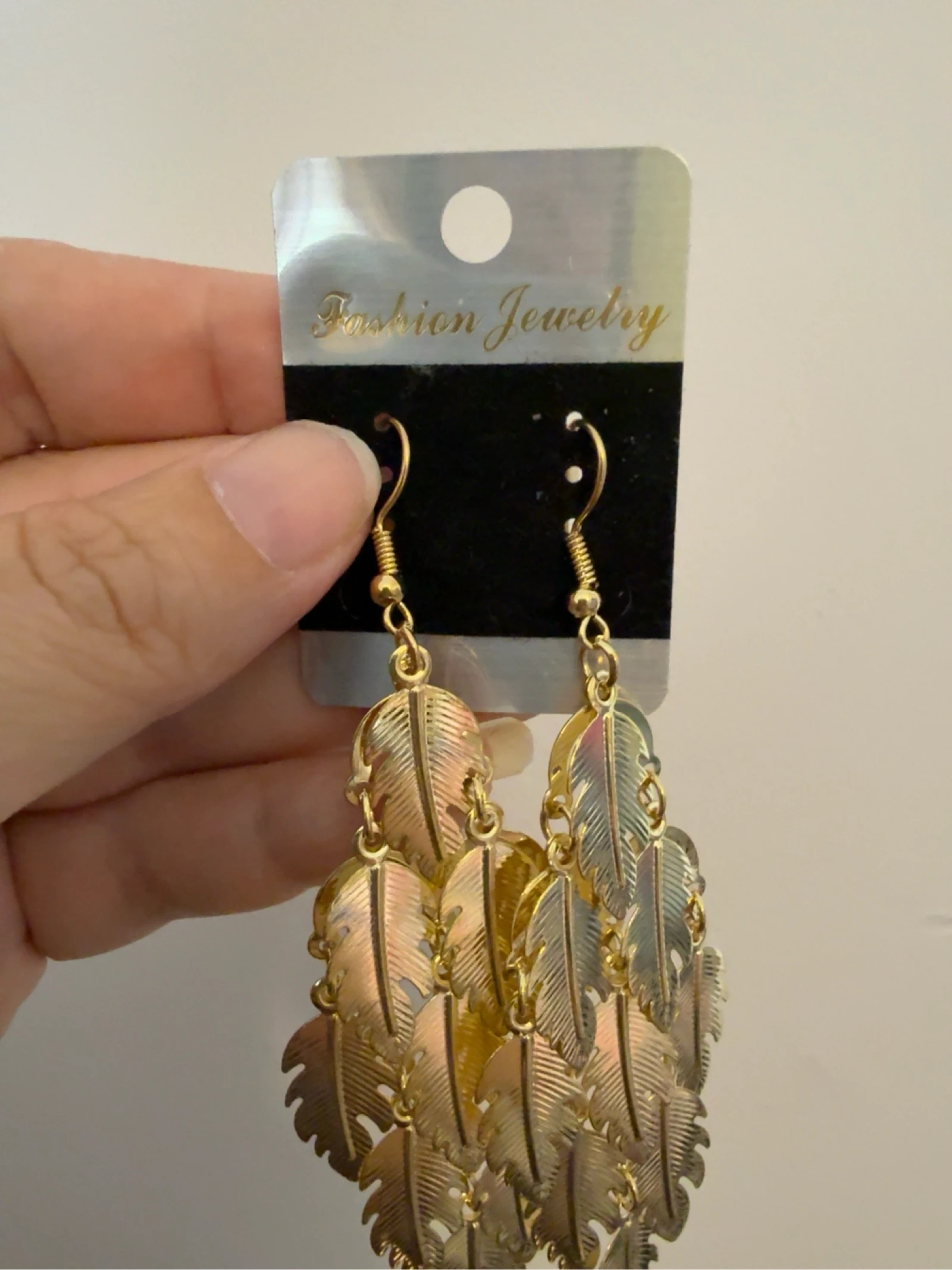 Lange gouden veeroorbellen Fashion Jewelry – photo 6